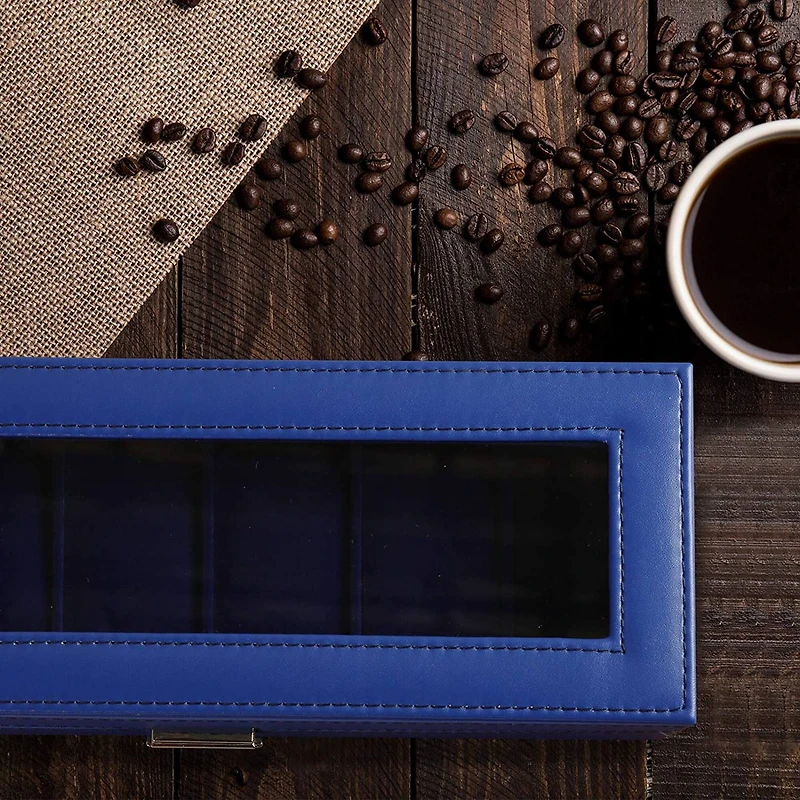 Sapphire Blue Hexa Leather Watch Box