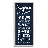 Stupell Industries Brave Superhero Rules Kid's Blue Motivational List in Frame Wall Art