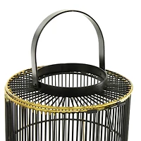 Set of 2" Black Metal Contemporary Lantern, 11", 16"
