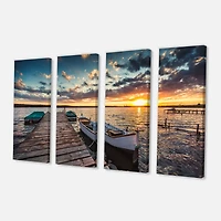 Designart - Boats and Jetty under Dramatic Sky