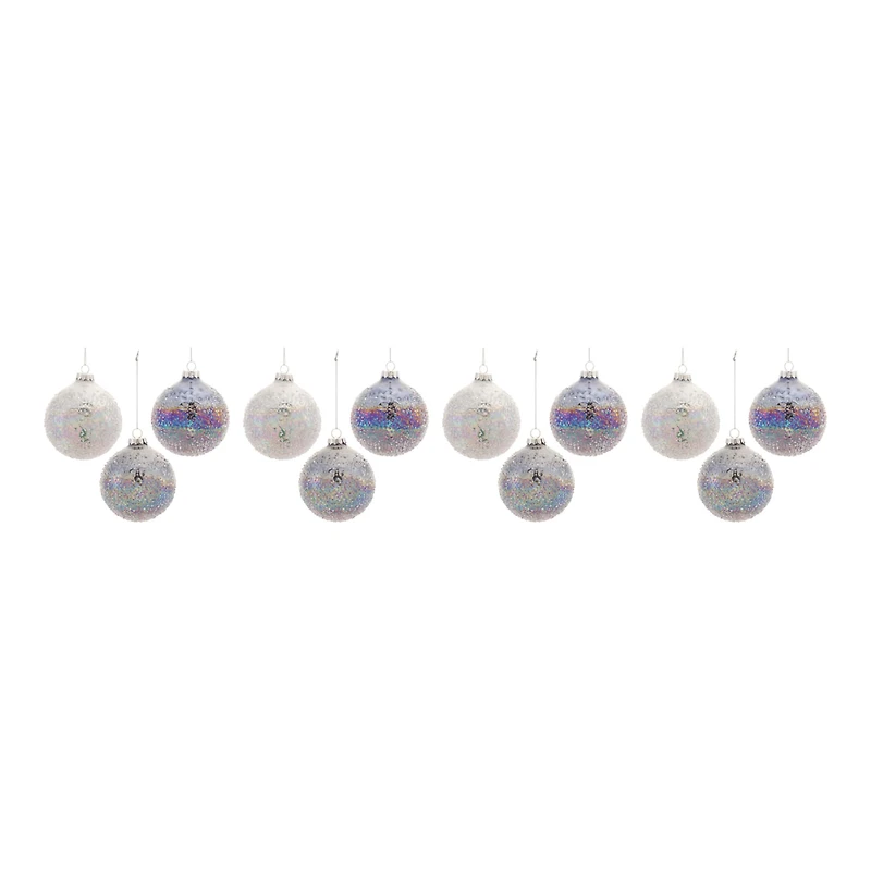 12ct. Textured Iridescent Glass Ball Ornaments
