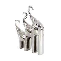 14" Silver Ceramic Contemporary Elephant Sculpture