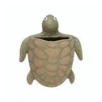 7" Light Green Stoneware Turtle Wall Planter