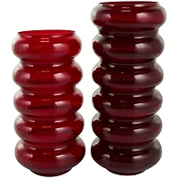 Red Glass Bubble Vase Set