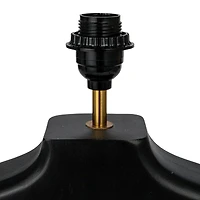 Hello Honey® 2ft. Black & Natural Mango Wood Abstract Shaped Table Lamp with Cotton Shade & Inline Switch