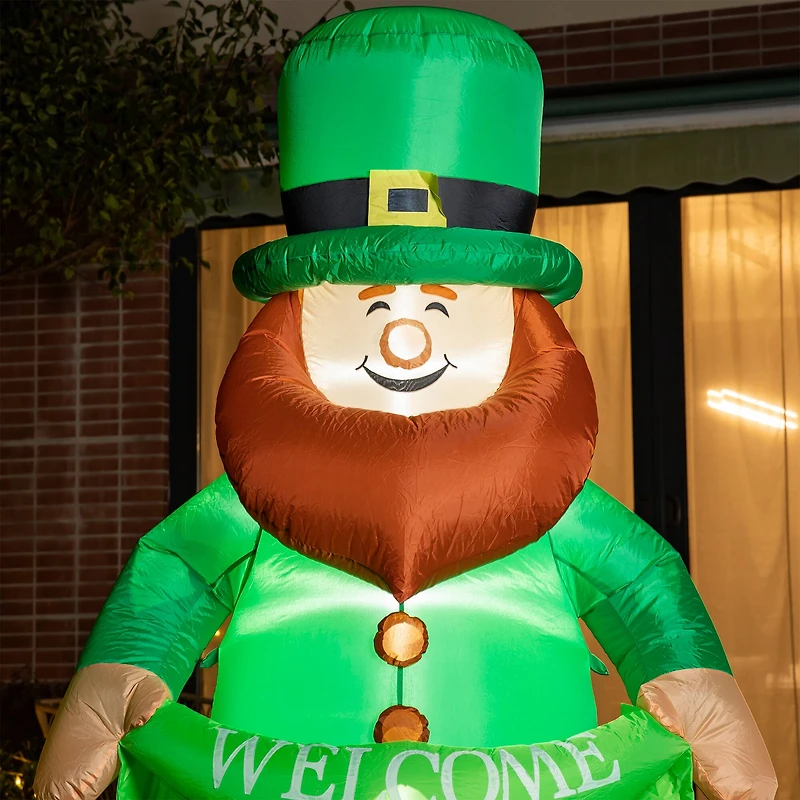 Glitzhome® 8ft. Lighted St. Patrick's Day Leprechaun Inflatable Décor