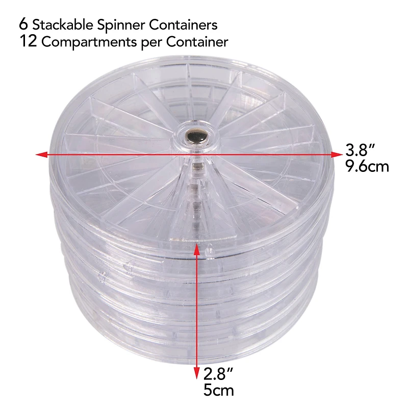 The Beadsmith® 12-Compartment Stackable Round Spinner Containers
