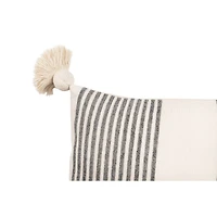 Hello Honey® Cream & Gray Striped Pillow with Tassels