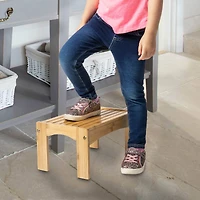 Mind Reader Brown Bamboo Kids Slip Resistant Height Booster Step Stool