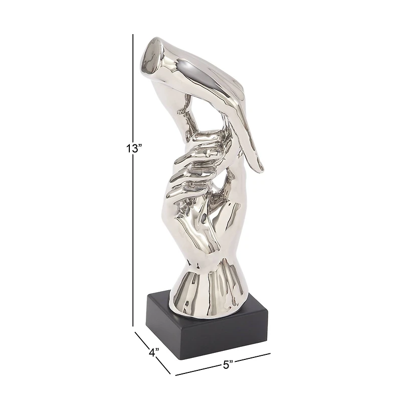 13" Silver Abstract Hand Sculpture