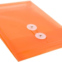 JAM Paper 6.25" x 9.25" Orange Plastic Button String Open End Envelopes, 120ct.