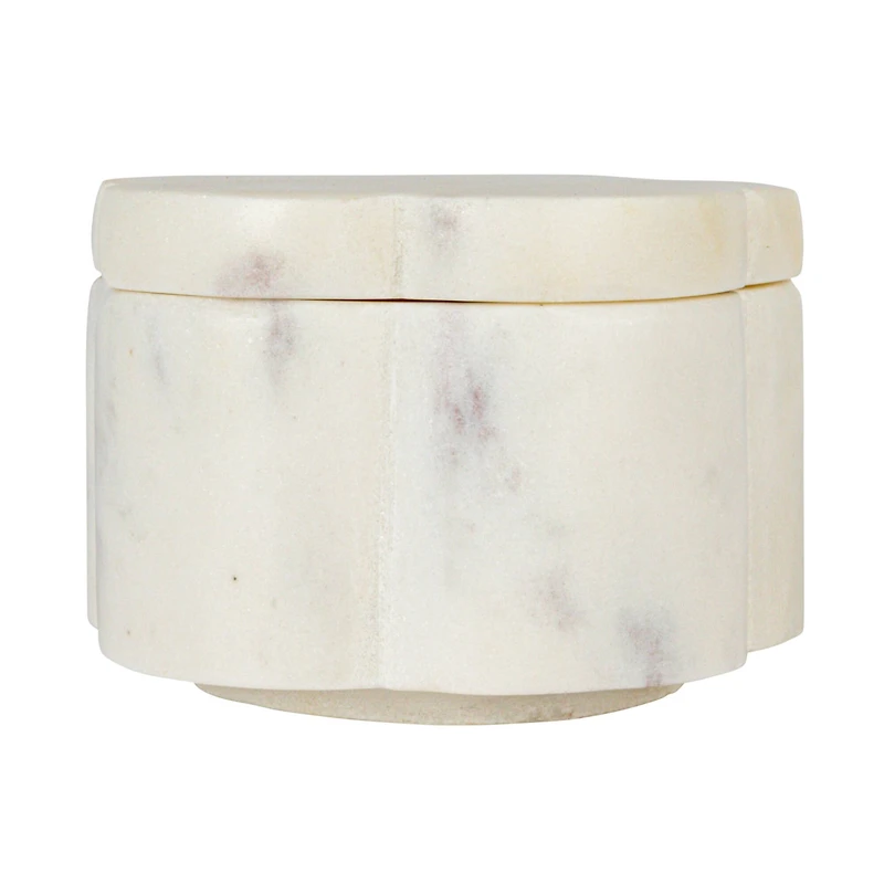 Hello Honey Elegant White Marble Pinch Pot with Lid
