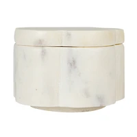 Hello Honey Elegant White Marble Pinch Pot with Lid
