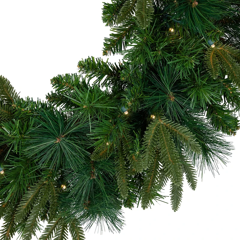 2.5ft. Pre-Lit Mixed Rosemary Emerald Angel Pine Artificial Christmas Wreath