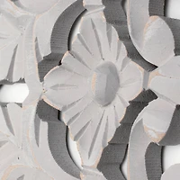 24" Dove Gray Hand-Carved Wall Shelf & Coat Rack