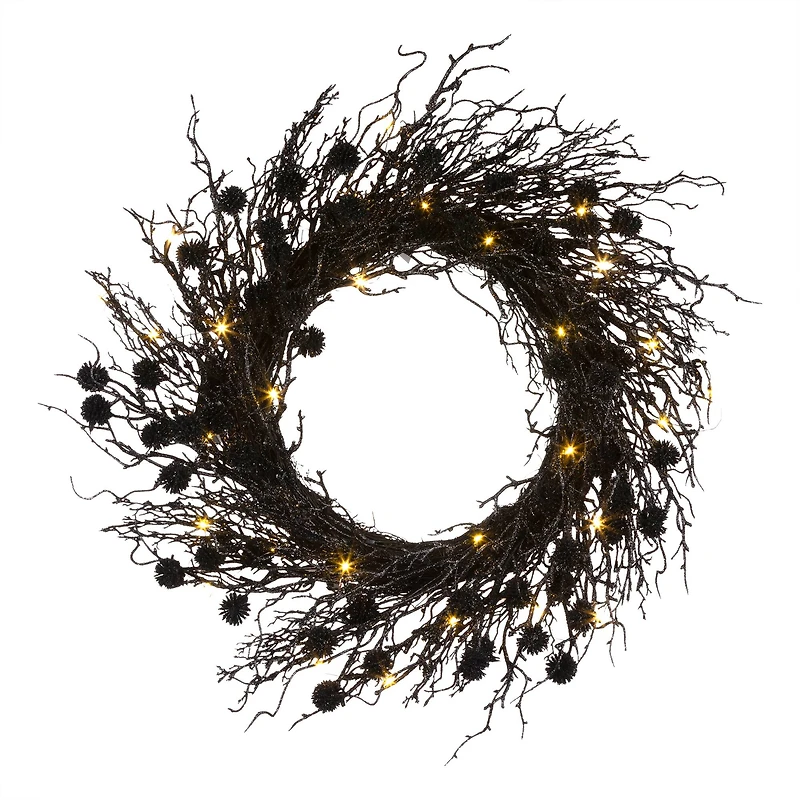 24" Halloween Deadwood Pre-Lit LED Wreath