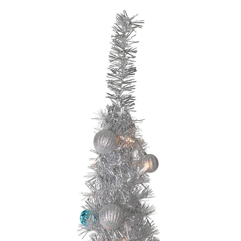 6ft. Pre-Lit Silver & Blue Pre-Decorated Pop-Up Artificial Christmas Tree