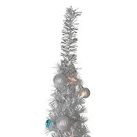 6ft. Pre-Lit Silver & Blue Pre-Decorated Pop-Up Artificial Christmas Tree