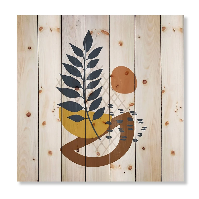 Designart - Elementary Shapes With Abstract Leaves