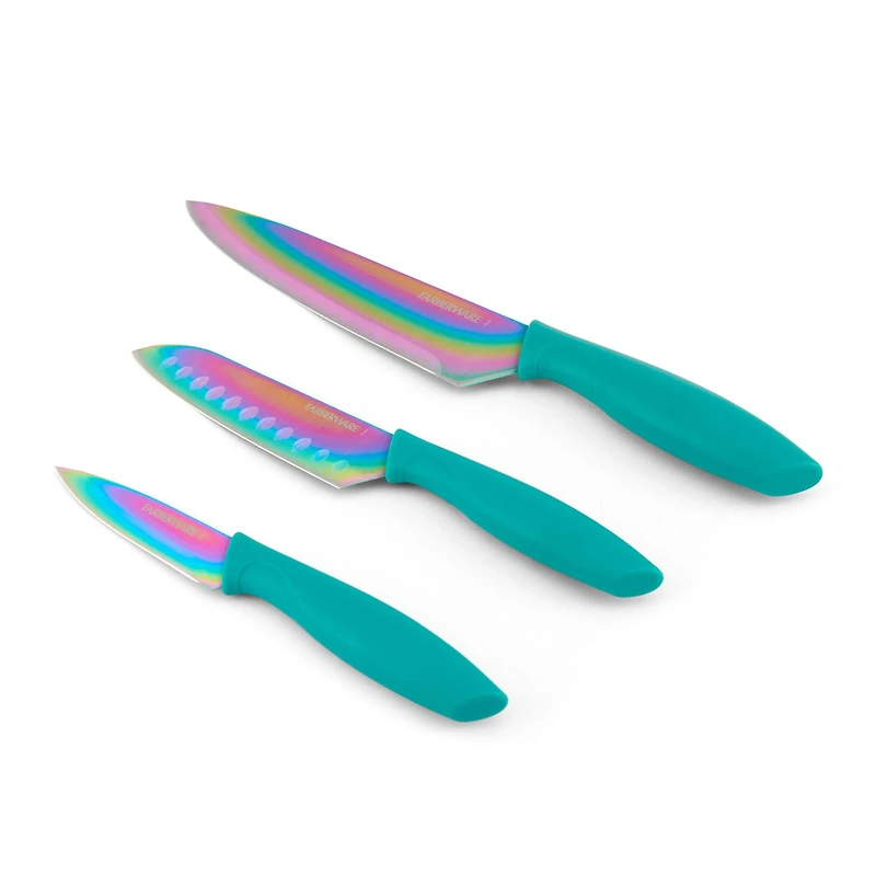 Farberware Rainbow Teal 3-Piece Chef Knife Set