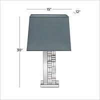 30" Silver Glass Mirror Glam Table Lamp