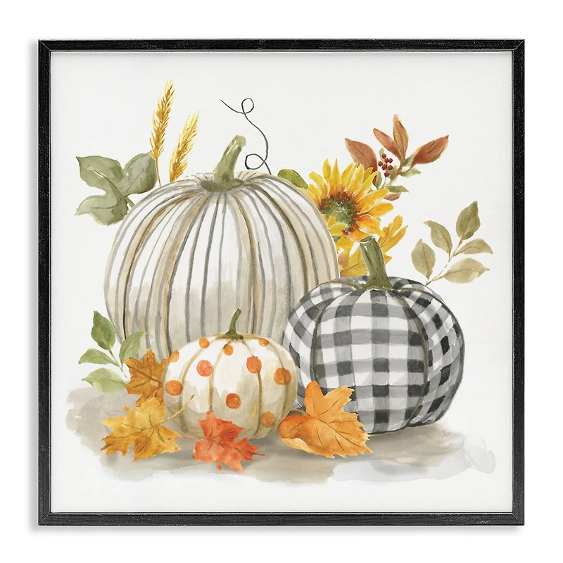 Stupell Industries Patterned Pumpkins Autumn Harvest Framed Giclee Art