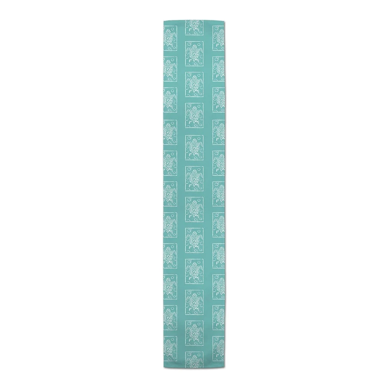 Sea Turtle Stamp Indoor/Outdoor Table Runner