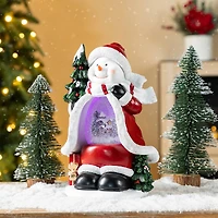 Glitzhome® 100mm Christmas Resin Lighted Snowflakes Snowman Waterglobe