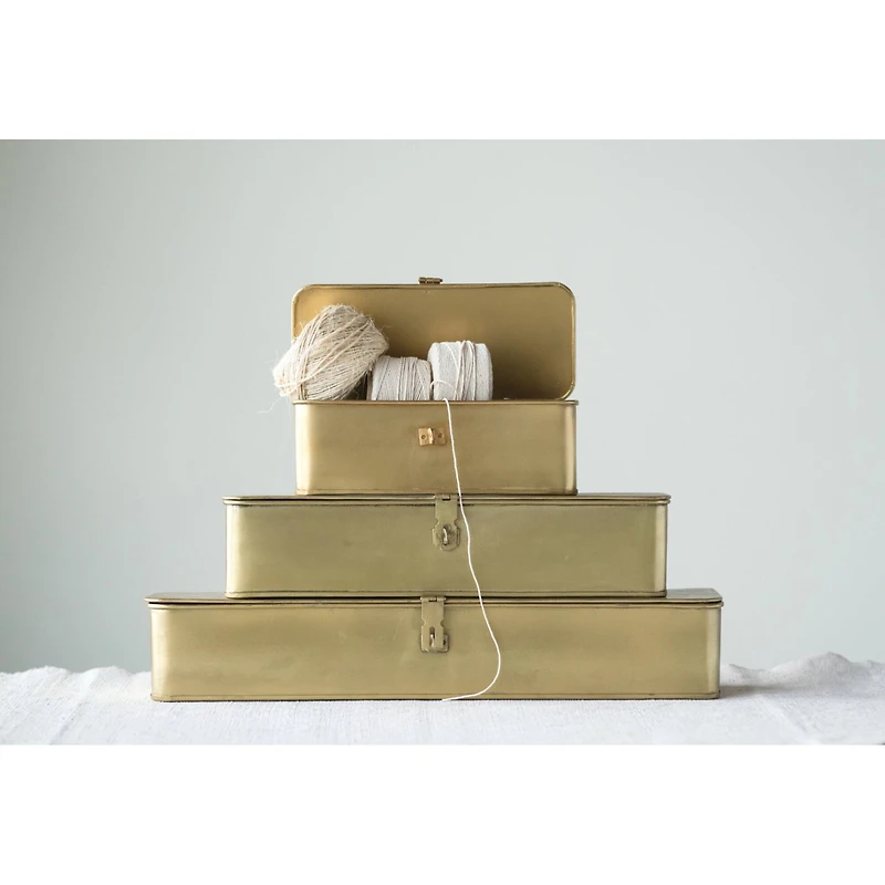 Hello Honey® Decorative Metal Boxes with Gold Finish Set