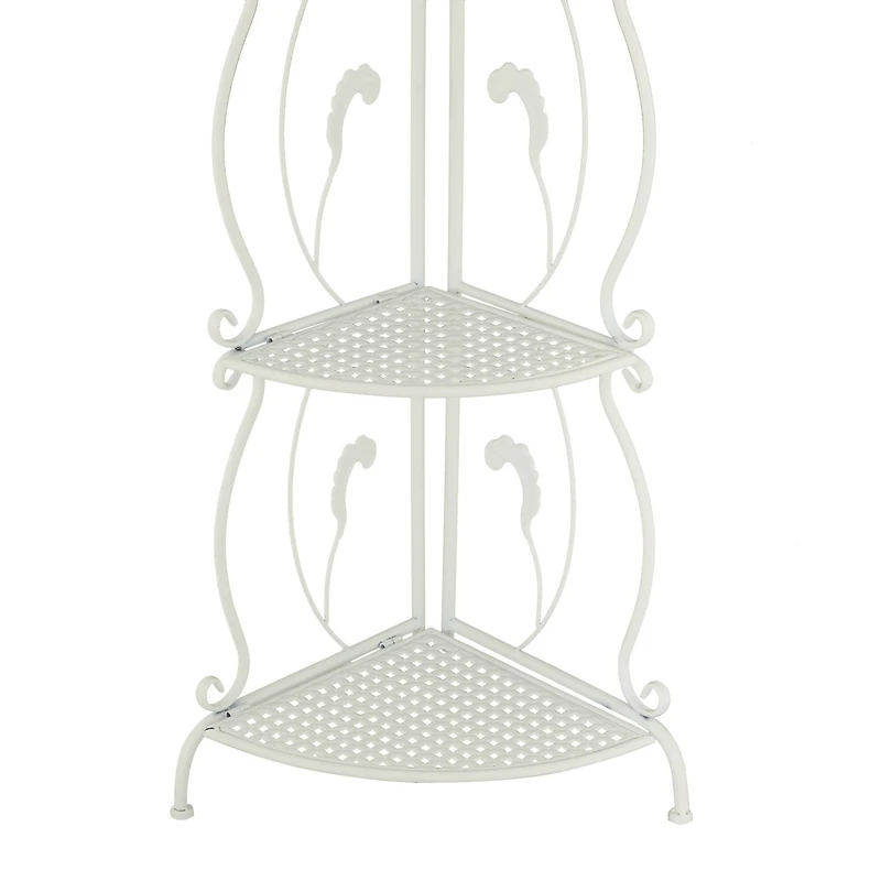 White Iron French Country Bakers Rack, 71" x 16" x 12"