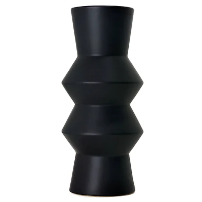 American Art Decor 11" Black Contemporary Shaped Ceramic Vase