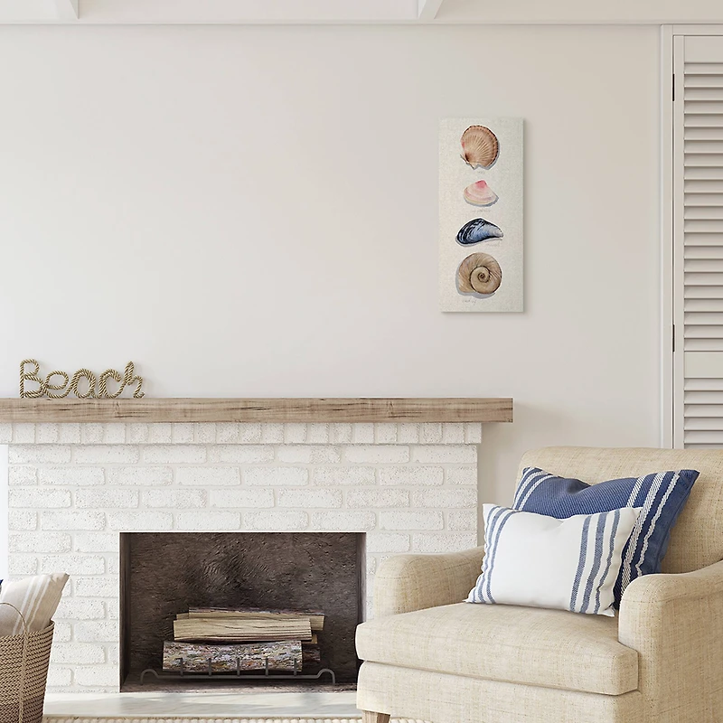 Stupell Industries Nautical Sea Shells over Soft Beige Sand Canvas Wall Art