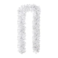 Glitzhome® 9ft Pre-Lit Snow Flocked White Pine Christmas Garland with Timer