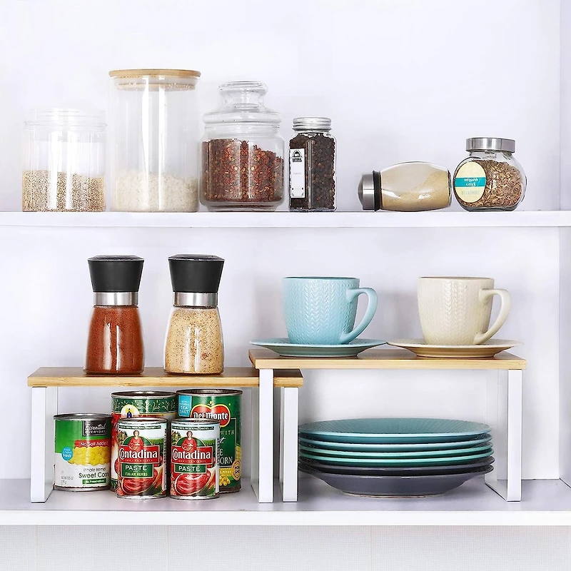 NEX™ & Natural Bamboo Cabinet and Counter Shelf Organizer