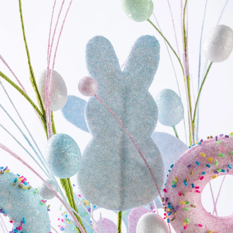 Glitzhome® 28" Easter Glitter Egg, Bunny & Donuts Picks Set