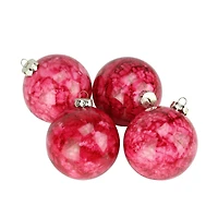4ct Marbled Crimson Red Shatterproof Ball Ornaments