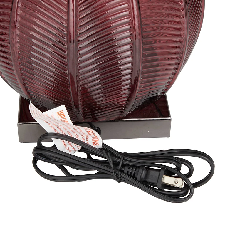 Red Velvet Glam Table Lamp, 21" x 14" x 14"