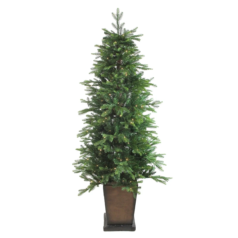 6ft. Pre-Lit Real Touch™️ Oregon Noble Fir Artificial Potted Christmas Tree, Warm Clear LED Lights