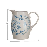 Hello Honey® 1qt. Blue & Cream Classic Holiday Stoneware Pitcher