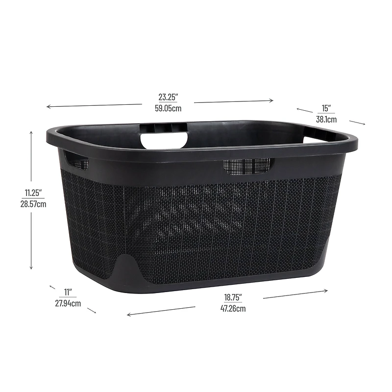 Mind Reader Linen Design 40L Laundry Basket Storage Bin with Handles