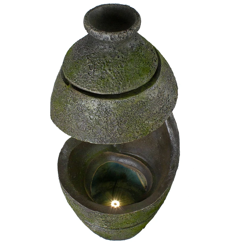 2.5ft. Green & Gray Mossy Outdoor Garden Water Fountain