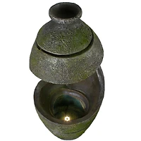 2.5ft. Green & Gray Mossy Outdoor Garden Water Fountain