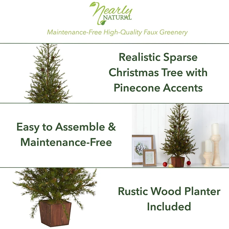 3ft. Unlit Alpine with Pinecones Artificial Potted Christmas Tree