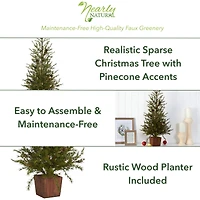 3ft. Unlit Alpine with Pinecones Artificial Potted Christmas Tree