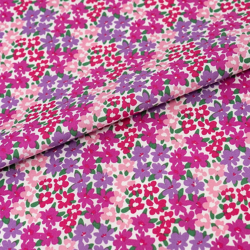 SINGER Ditsy Purple Floral On White Cotton Fabric