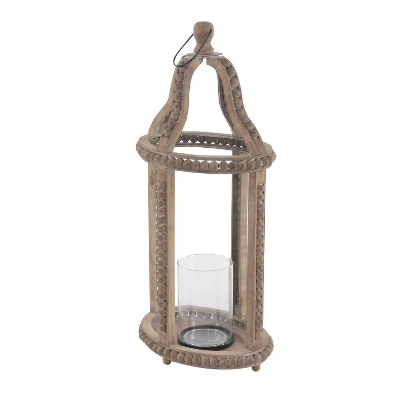 Brown Recycled wood Natural Candle Holder Lantern, 29" x 13" x 10"