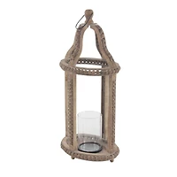 Brown Recycled wood Natural Candle Holder Lantern, 29" x 13" x 10"
