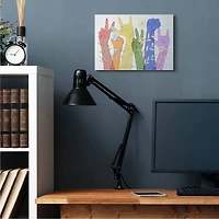 Stupell Industries Rainbow Peace Love Caring Hand Signs ASL Canvas Wall Art