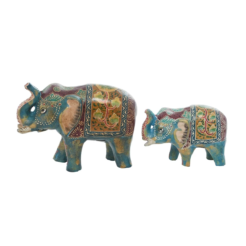 Ceramic Eclectic Elephant Sculpture Set