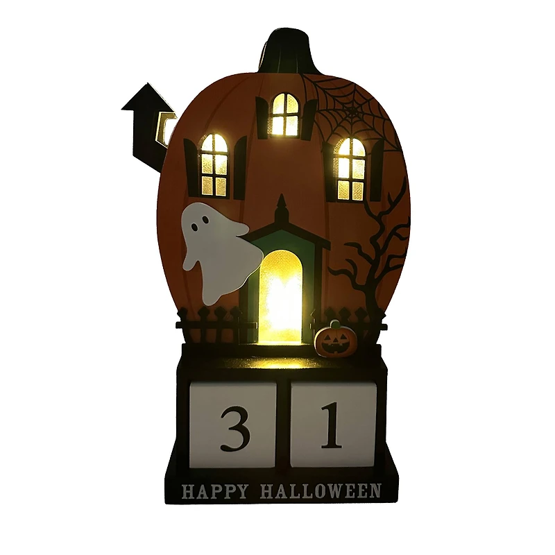 9.75" Lighted Pumpkin House Halloween Countdown Tabletop Décor by Ashland®